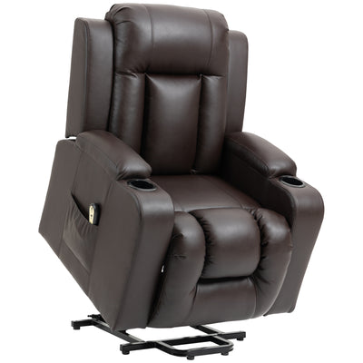 Fauteuil releveur électrique, canapé inclinable en cuir PU avec repose-pieds