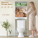 Over the Toilet Storage Cabinet Freestanding Bathroom Organizer with 2 Doors and Open Shelf