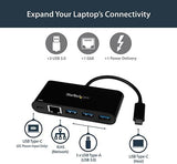 StarTech.com USB C to Ethernet Adapter – 3 Port – with Power Delivery