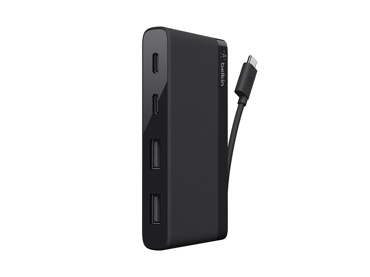 Belkin F4U090btBLK USB-IF Certified 4-Port Mini USB-C Hub with Two USB