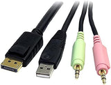 StarTech.com 6ft 4-in-1 USB DisplayPort KVM Switch Cable w/Audio & Mic