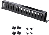 StarTech.com 1U Horizontal Finger Duct Rack Cable Management Panel wit
