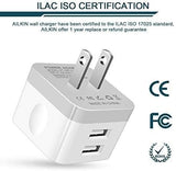 2Pack USB Wall Charger Plug, AILKIN 2.4A Dual Port USB Adapter Power C