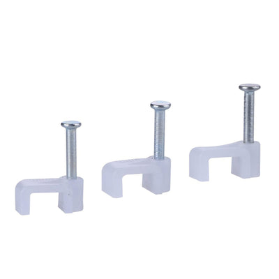 100 Pieces Ethernet Cable Clips Nail for Cat 8 Cables White Flat 10mm