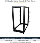 Armoire serveur StarTech 25U à 4 montants, rack ouvert 19 po avec 101 cm (40 po)