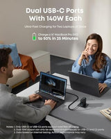 Blocs de chargeur GaN 4 ports Anker 140W Max, affichage intelligent pour MacBook Ch