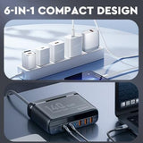 Chargeur mural USB C GaN 140 W, station de charge rapide USB 6 ports avec sortie 100 W