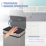 Sensor Trash Can, 19 Gallon Stainless Steel Kitchen Garbage Can with 3 Compartments