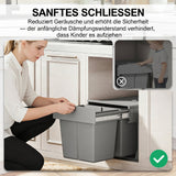 Bac coulissant, poubelle sous évier avec 2 compartiments amovibles (4 gallons chacun) pour déchets de cuisine