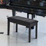 Banc de piano classique, siège de clavier rembourré en cuir PU avec pieds en bois caoutchouté et compartiment de rangement pour musique
