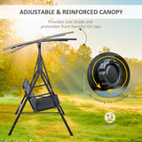 2-Person Porch Swing Chair, 2 Seater Patio Swing Bench w/ Adjustable Canopy