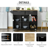 Modern Kitchen Island, Utility Kitchen Serving Cart with 2 Storage Drawers & Cabinets for Dining Room