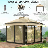 11' x 11' Pop Up Gazebo, Double Roof Foldable Height Adjustable Canopy Tent with Mesh Sidewalls