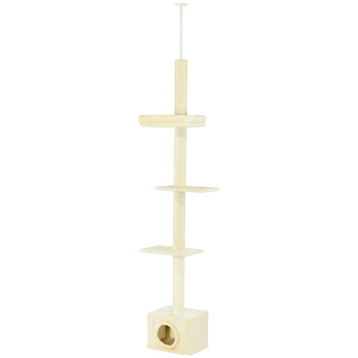 Floor to Ceiling Cat Tree with Scratching Post for Indoor Cats, Adjustable Height Cat Tower (91-102 Inches) with House