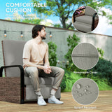 Fauteuil extérieur en rotin, chaise longue avec dossier ajustable, repose-pieds et plateau latéral