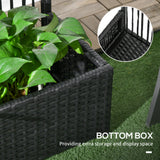 Raised Garden Bed with Lattice Trellis, Rattan Outdoor Planter with Storage for Garden