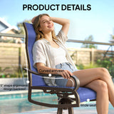 Patio Dining Chairs Set of 2, 360° Swivel Rocking Outdoor Chairs with Armrests, Breathable Mesh