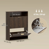Shoe Cabinet with 2 Flip Drawers Narrow Shoe Storage Cabinet with Top Shelf for Entryway Hallway