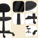 Small Desk Chair, Armless Office Chair with Adjustable Height, 360° Swivel Wheels