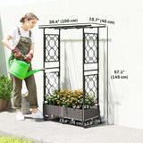 Lit de jardin surélevé avec treillage en arche, sur roues avec treillage latéral pour plantes grimpantes