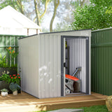 5x7 Garden Shed, Lean-to Metal Storage with Foundation, Sliding Door & 2 Vents for Garden Tools