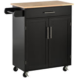 Rolling Kitchen Island Cart with Wood Top, Enough Storage Drawer Space with Towel Bar Rack Shelves, Portable Kitchen Utility Serving Cart Trolley on Wheels