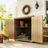 Wooden Outdoor Storage Cabinet, Garden Shed Potting Shed with Shelf and Double Doors