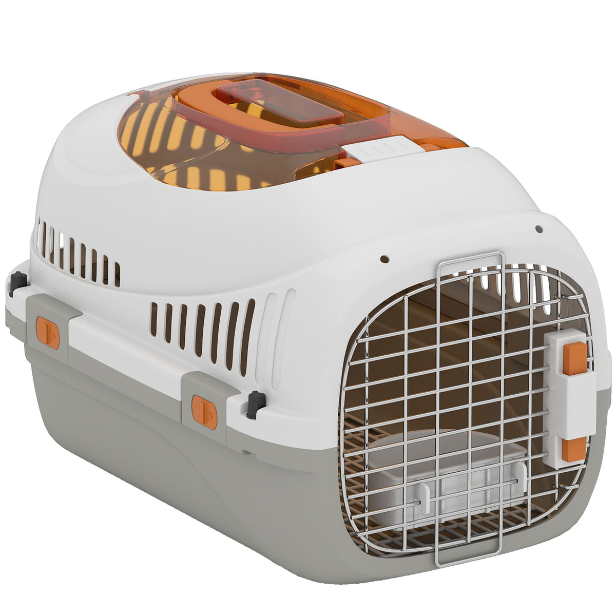 Hard-Sided Travel Pet Carrier, Plastic Dog and Cat Kennel for Small Dogs and Cats, Portable Crate with Steel Wire Door