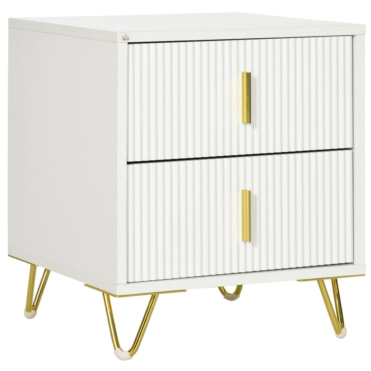 Bedside Table, Modern Nightstand with 2 Drawers, Side End Table with Metal Legs for Living Room