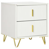 Bedside Table, Modern Nightstand with 2 Drawers, Side End Table with Metal Legs for Living Room