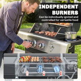 3 Burner Propane Gas Grill with Side Burner, 36, 000 BTU BBQ Grill with Cast Iron Grates, Wheels
