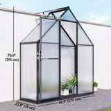 Polycarbonate Greenhouse Walk-in Greenhouse with Swing Door and Adjustable Window, 5.5 x 2ft