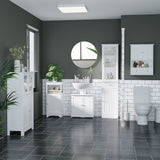 Modern Bathroom Floor Cabinet with Open Shelf, Freestanding Storage Organizer Unit with Single Door for Home Office