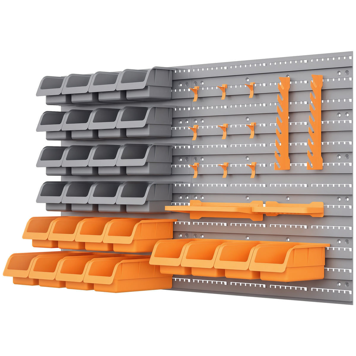 44PC Wall Mounted Storage Bins Parts Rack Kit with Storage Bins, Garage Plastic Organizer