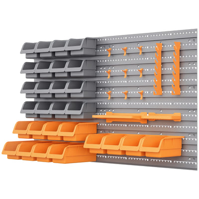 44PC Wall Mounted Storage Bins Parts Rack Kit with Storage Bins, Garage Plastic Organizer