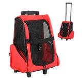 2-IN-1 Pet Luggage Box Backpack Carrier Cats Dogs w/ Handle, Rolling Wheel