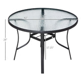 Table repas patio 42 pouces avec trou parasol, table bistro ronde extérieure pour jardin pelouse cour, acier