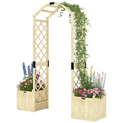 Wooden Garden Arch with 2 Planter Boxes