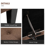 Storage Ottoman Bench, Linen Upholstered Bench with Tufted Design