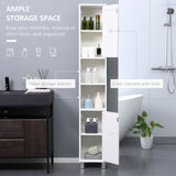 Meuble de rangement haut de salle de bain avec miroir, colonne de salle de bain étroite et autoportante avec étagères réglables