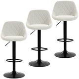 Bar Stools Set of 3, Swivel Counter Height Bar Stools with Back, Adjustable Linen-Look Bar Chairs