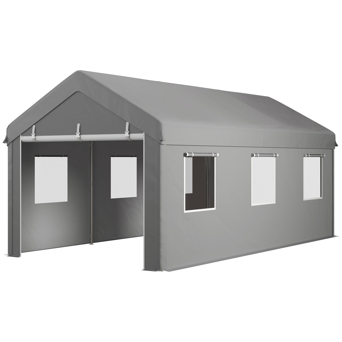 10' x 20' Carport, Heavy Duty Portable Garage with 6 Mesh Windows and 2 Doors