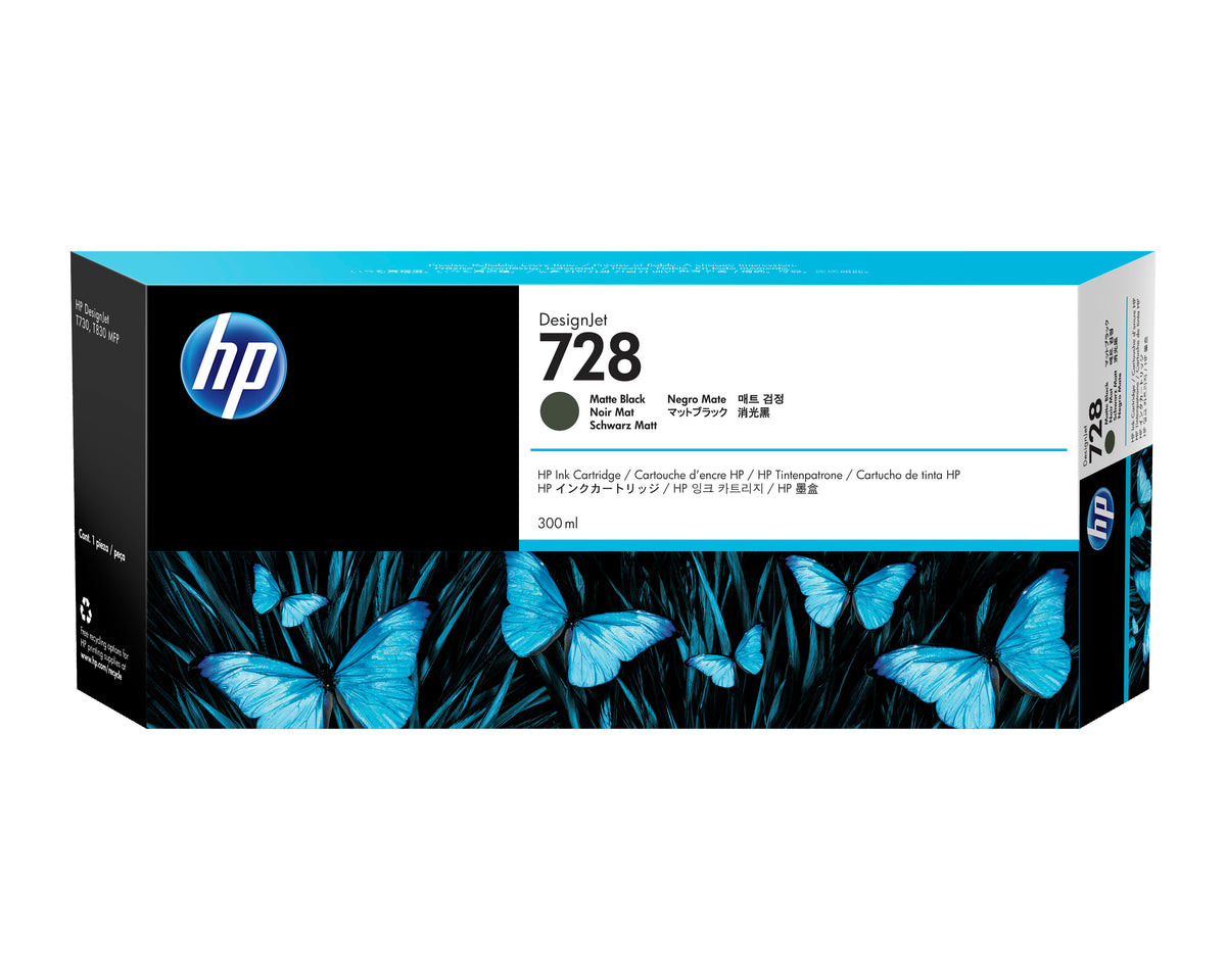 Cartouche d'encre noir mat HP 728 de 300 ml pour DesignJet