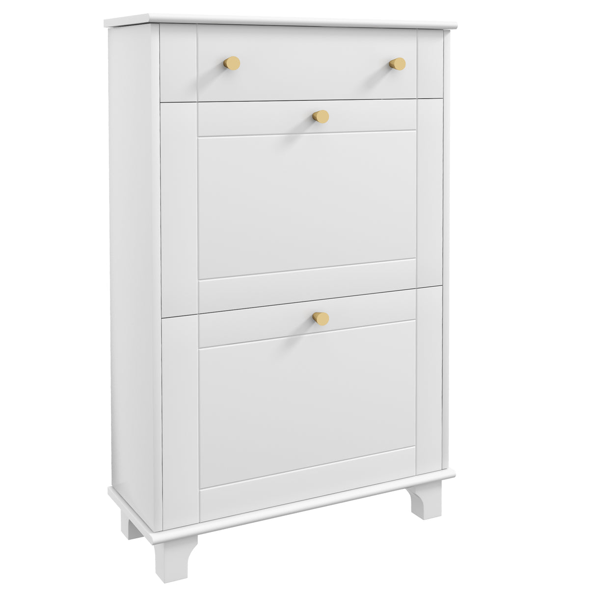 Slim Shoe Storage with 2 Flip Drawers and Adjustable Shelves Shoe Cabinet Organizer for 8 Pair