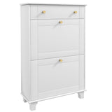 Slim Shoe Storage with 2 Flip Drawers and Adjustable Shelves Shoe Cabinet Organizer for 8 Pair
