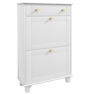 Slim Shoe Storage with 2 Flip Drawers and Adjustable Shelves Shoe Cabinet Organizer for 8 Pair