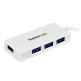 4PORT ST4300MINU3W USB 3.0 M/F Mini Hub with Built-IN Cable