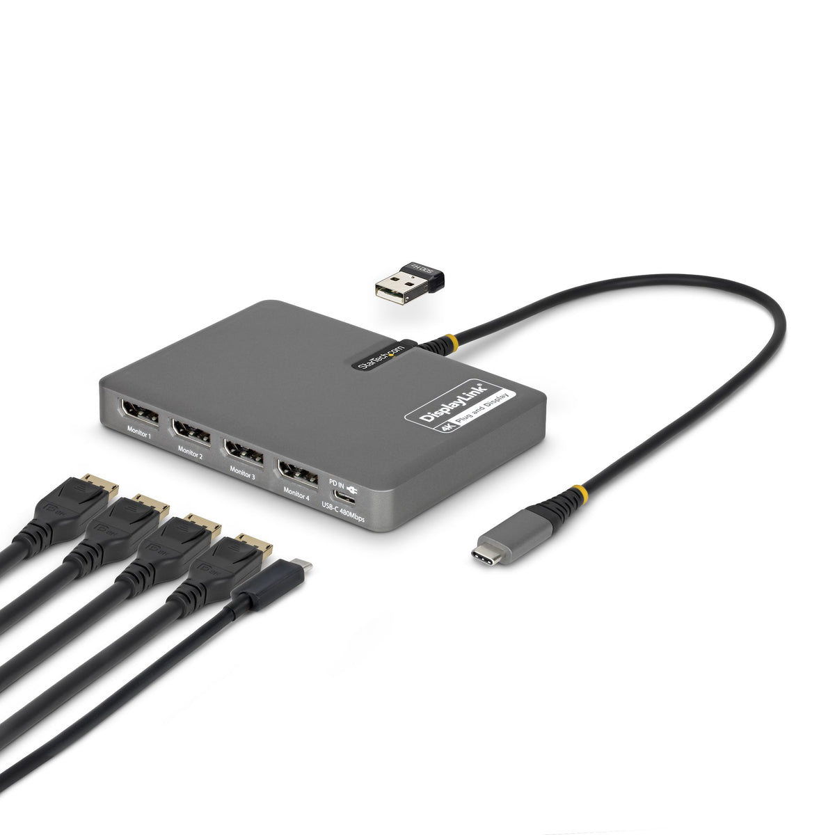 StarTech.com Adaptateur Poste de Travail USB-C vers Quad-Monitor, 4K 60Hz Affichage