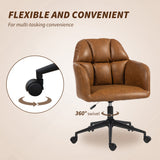 Swivel Office Chair, Faux Leather Desk Chair with Adjustable Height for Living Room