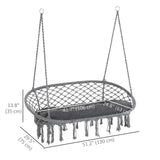 Patio Hammock Chair 2 Seat, Hanging Rope Hammock Swing Chair with Metal Frame and Cushion, Large Macrame Seat for Indoor and Outdoor 396 lbs Capacity